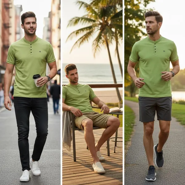 Green_Imp_Tencel_Lycra_Henley_T-Shirt_For_Men