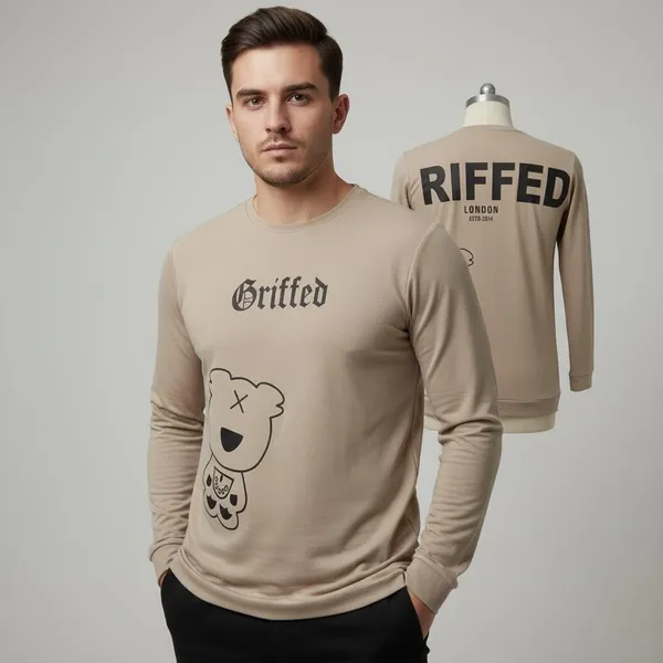 Beige_Imp_3_Line_Knit_Long_Sleeve_T-Shirt_For_Men