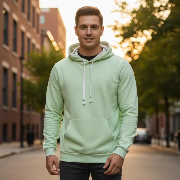 Mint_Green_Imp_Dot_Knit_Pullover_Hoodie_For_Men