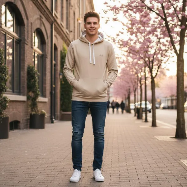 Beige_Imp_Cord_Knit_Hoodie_For_Men