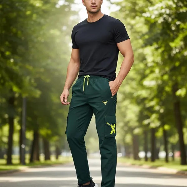 Dark_Green_And_Neon_Yellow_Imp_Ns_Lycra_Cargo_Track_Pants_For_Men