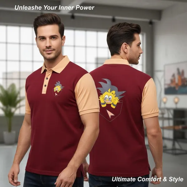 Maroon_And_Beige_Imp_Cotton_Bio_Wash_Polo_T-Shirt_For_Men