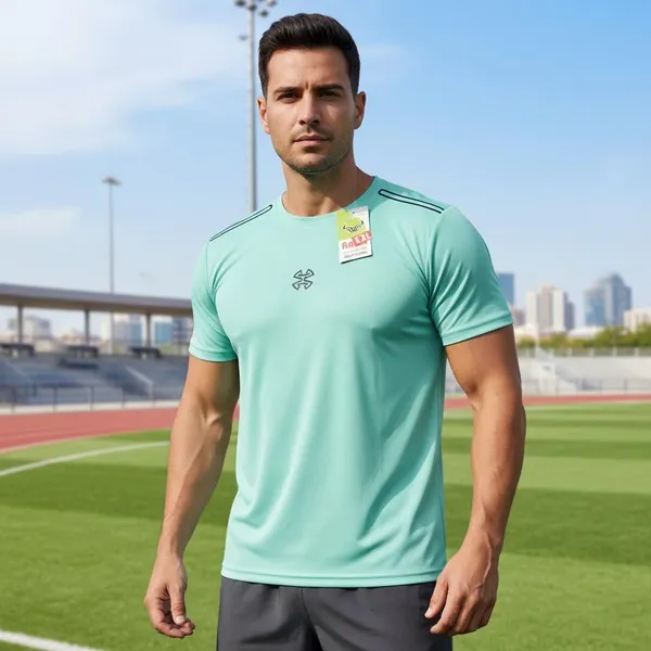 Mint_Green_Imp_Dot_Knit_Lycra_Sports_T-Shirt_For_Men