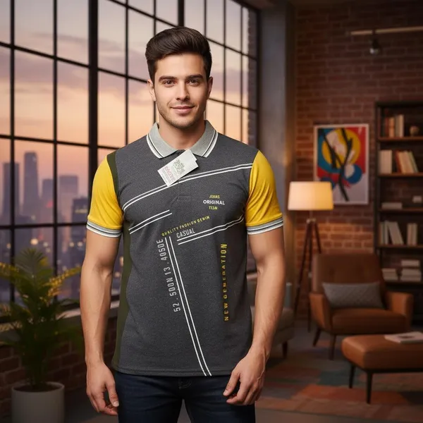 Grey_And_Yellow_Imp_Cotton_Bio_Wash_Polo_T-Shirt_For_Men