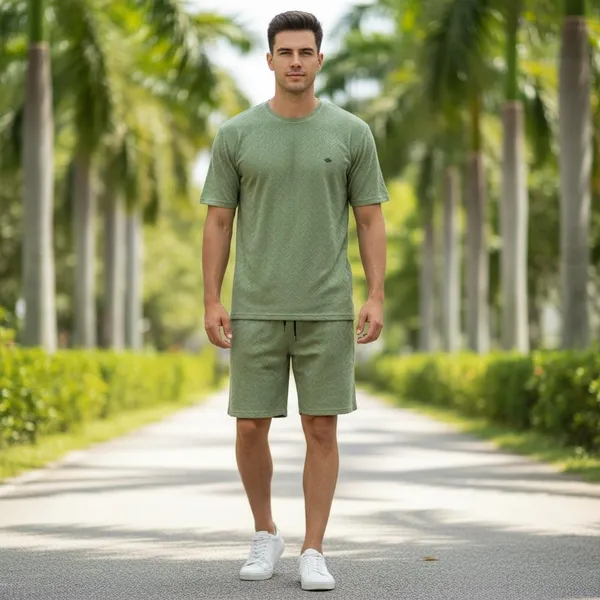 Olive_Green_Imp_Cotton_Jacquard_Co-Ord_Set_For_Men