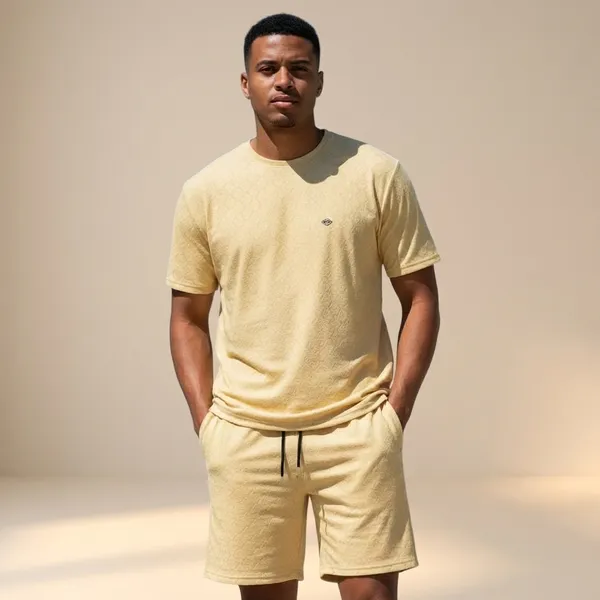 Yellow_Cotton_Jacquard_Knit_Co-Ord_Set_For_Men