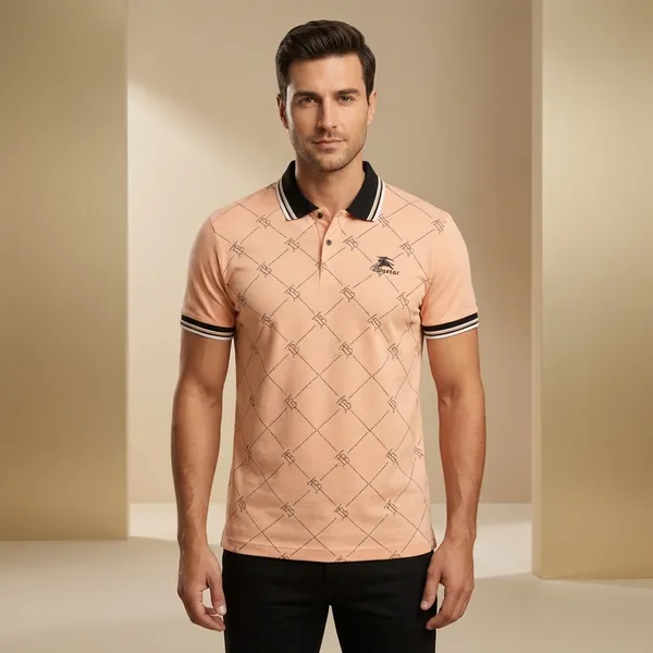 Peach_Imp_Cotton_Bio_Wash_Polo_T-Shirt_For_Men