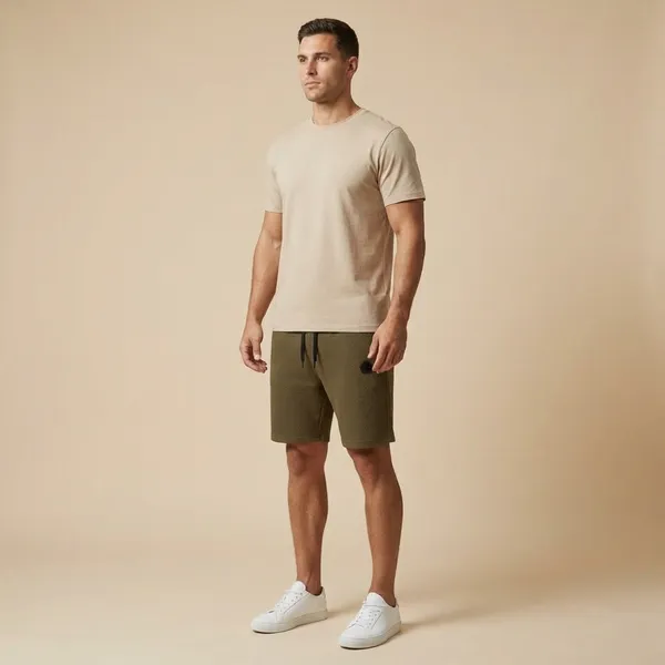 Olive_Green_Imp_Fashion_Knit_Casual_Shorts_For_Men