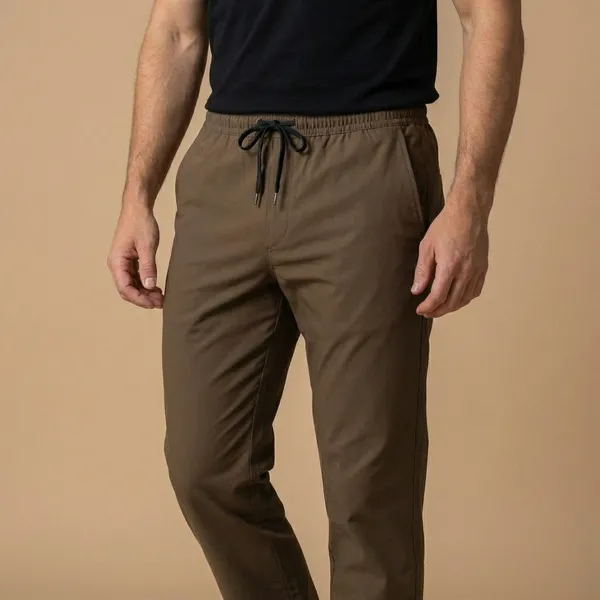 Olive_Green_Imp_Cotton_Twill_Jogger_Pants_For_Men