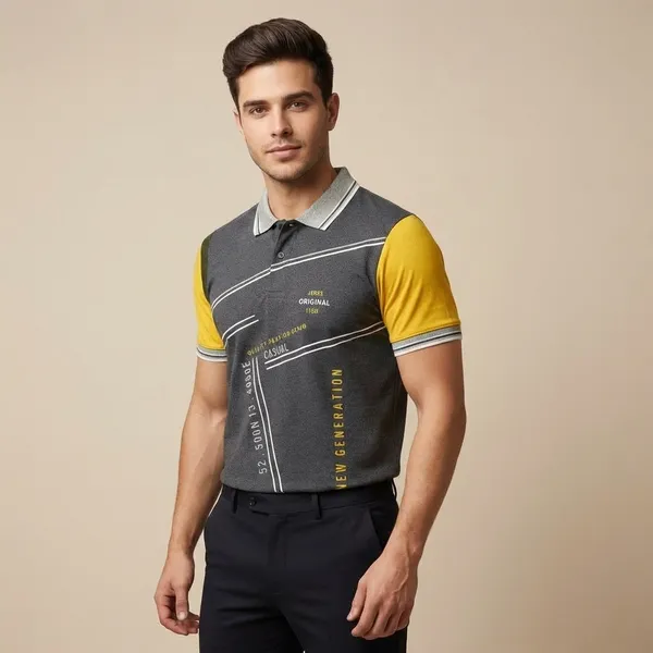 Grey_And_Yellow_Imp_Cotton_Bio_Wash_Polo_T-Shirt_For_Men