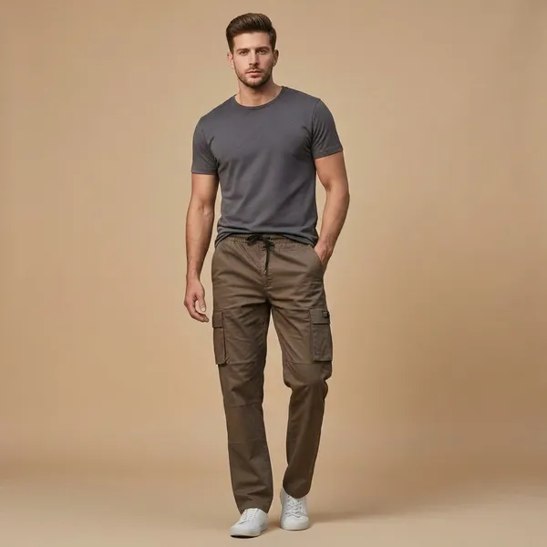 Olive_Green_Imp_Cotton_Twill_Cargo_Pants_For_Men