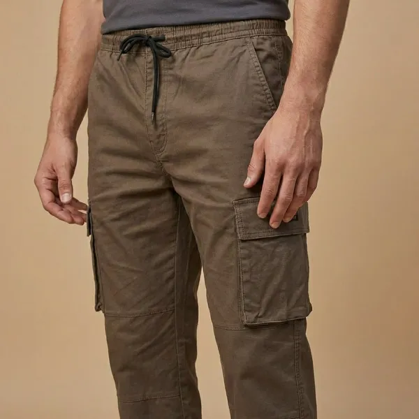 Olive_Green_Imp_Cotton_Twill_Cargo_Pants_For_Men