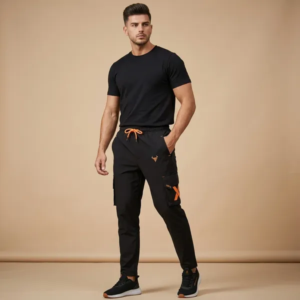 Black_And_Orange_Imp_Ns_Lycra_Pants_For_Men