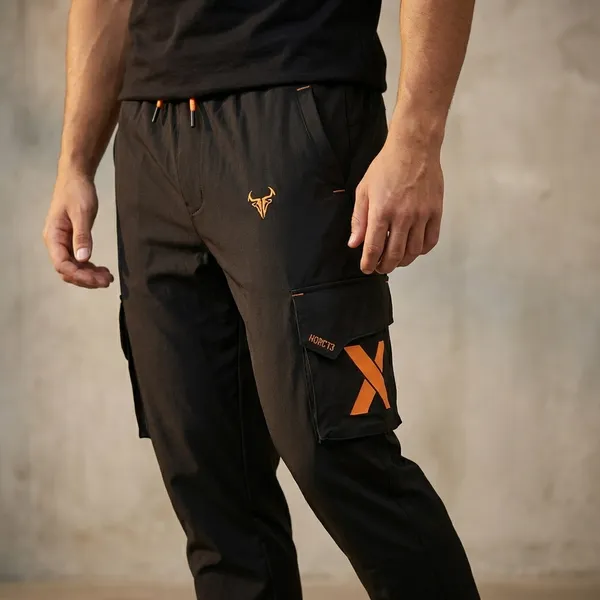 Black_And_Orange_Imp_Ns_Lycra_Pants_For_Men