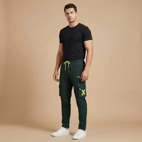 Dark_Green_And_Neon_Yellow_Imp_Ns_Lycra_Cargo_Track_Pants_For_Men