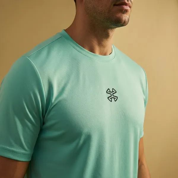 Mint_Green_Imp_Dot_Knit_Lycra_Sports_T-Shirt_For_Men