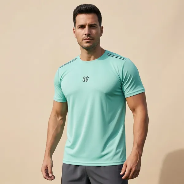 Mint_Green_Imp_Dot_Knit_Lycra_Sports_T-Shirt_For_Men