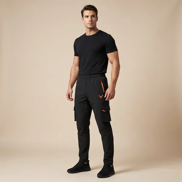Black_And_Orange_Imp_Ns_Lycra_Cargo_Joggers_For_Men