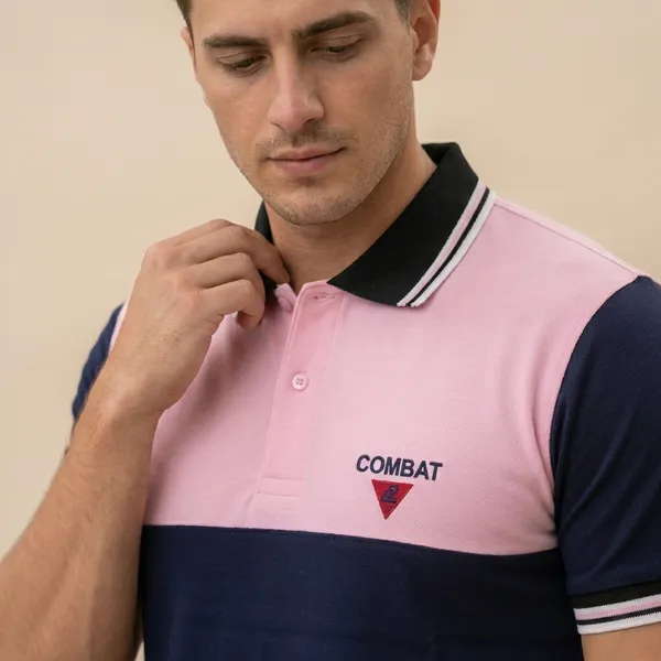 Pink_And_Navy_Blue_Imp_Cotton_Bio_Wash_Polo_T-Shirt_For_Men