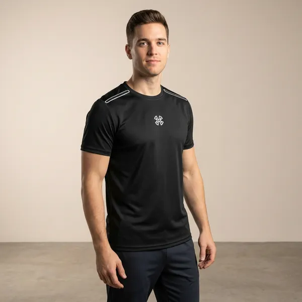 Black_Imp_Dot_Knit_Lycra_Sports_T-Shirt_For_Men