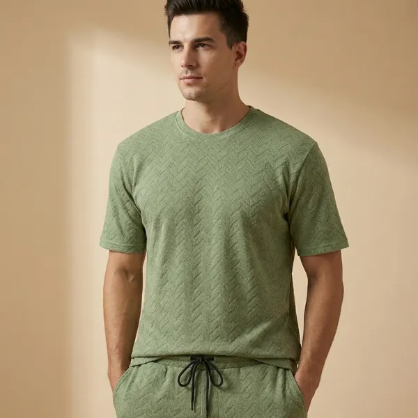 Olive_Green_Imp_Cotton_Jacquard_Co-Ord_Set_For_Men