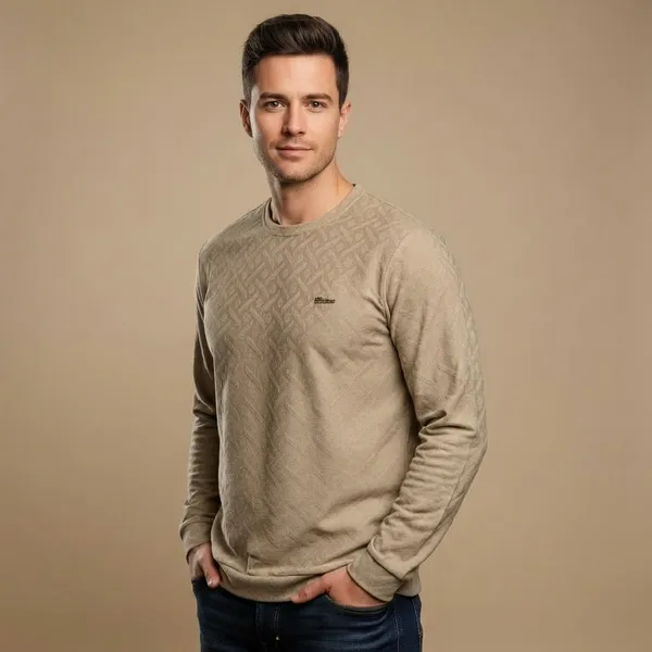 Brown_Cotton_Jacquard_Sweatshirt_For_Men