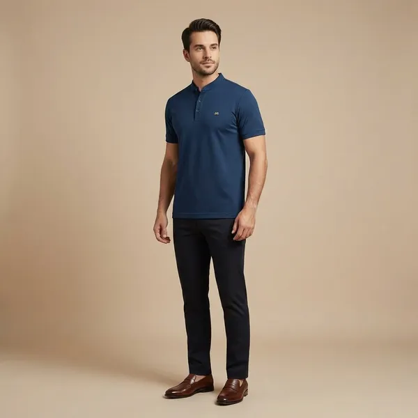 Navy_Blue_Imp_Tencel_Lycra_Polo_T-Shirt_For_Men