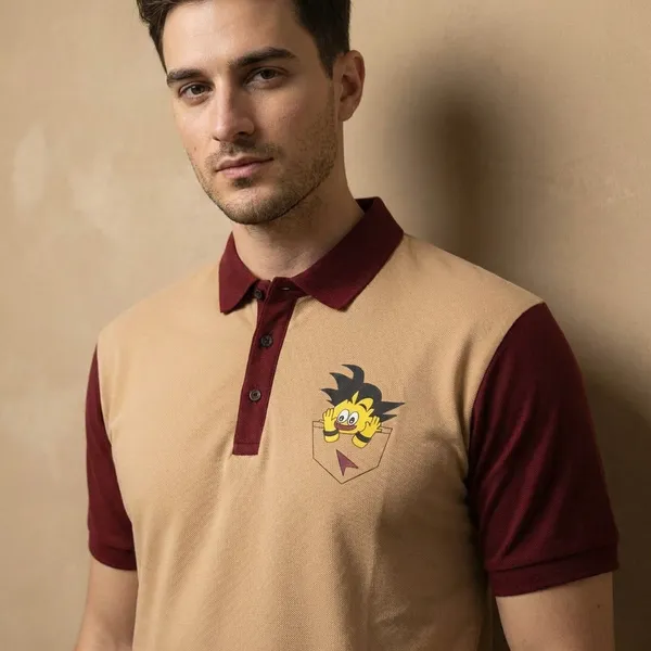 Beige_And_Maroon_Imp_Cotton_Bio_Wash_Polo_T-Shirt_For_Men