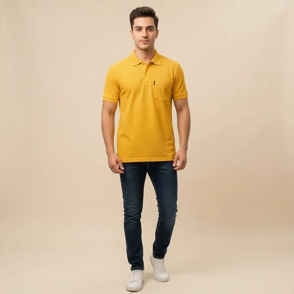 Mustard_Yellow_Imp_Tencel_Polo_T-Shirt_For_Men