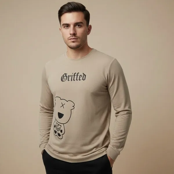 Beige_Imp_3_Line_Knit_Long_Sleeve_T-Shirt_For_Men
