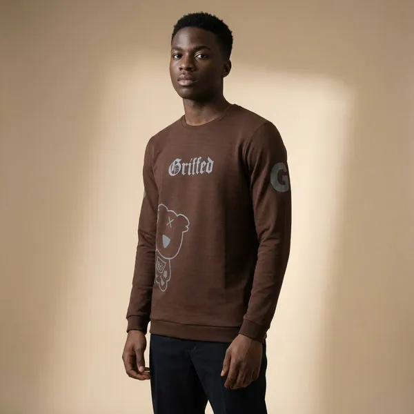 Brown_Imp_3_Line_Knit_Sweatshirt_For_Men