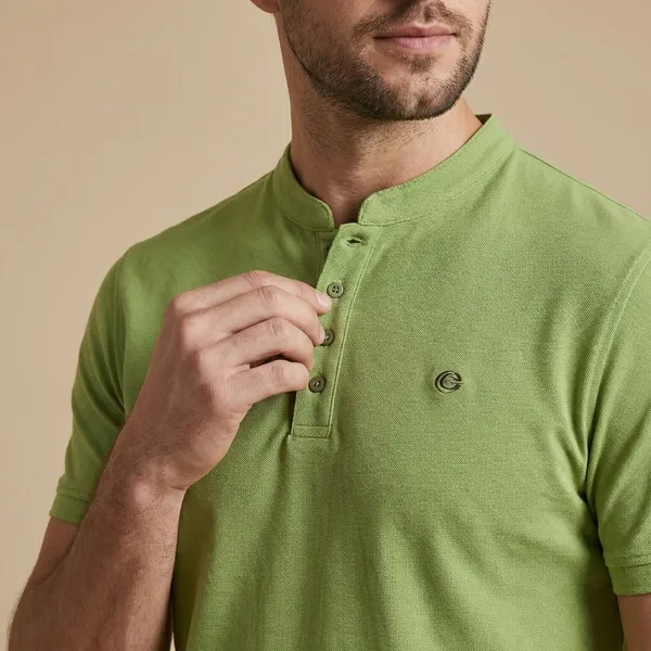 Green_Imp_Tencel_Lycra_Henley_T-Shirt_For_Men