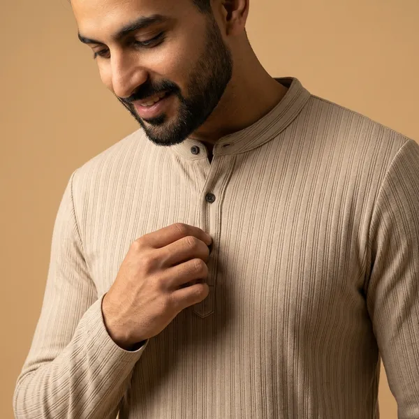 Beige_Imp_Luxury_Knit_Henley_T-Shirt_For_Men