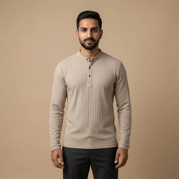 Beige_Imp_Luxury_Knit_Henley_T-Shirt_For_Men