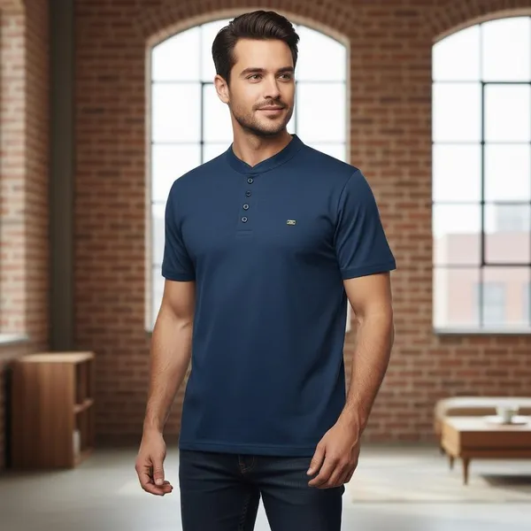 Navy_Blue_Imp_Tencel_Lycra_Polo_T-Shirt_For_Men