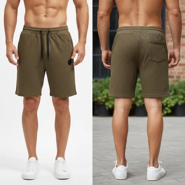 Olive_Green_Imp_Fashion_Knit_Casual_Shorts_For_Men