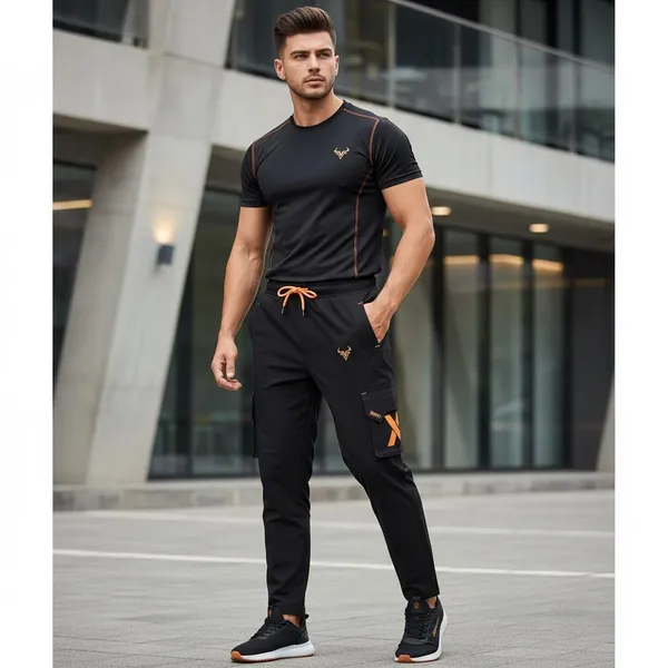 Black_And_Orange_Imp_Ns_Lycra_Pants_For_Men