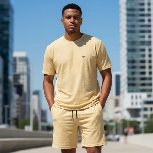 Yellow_Cotton_Jacquard_Knit_Co-Ord_Set_For_Men