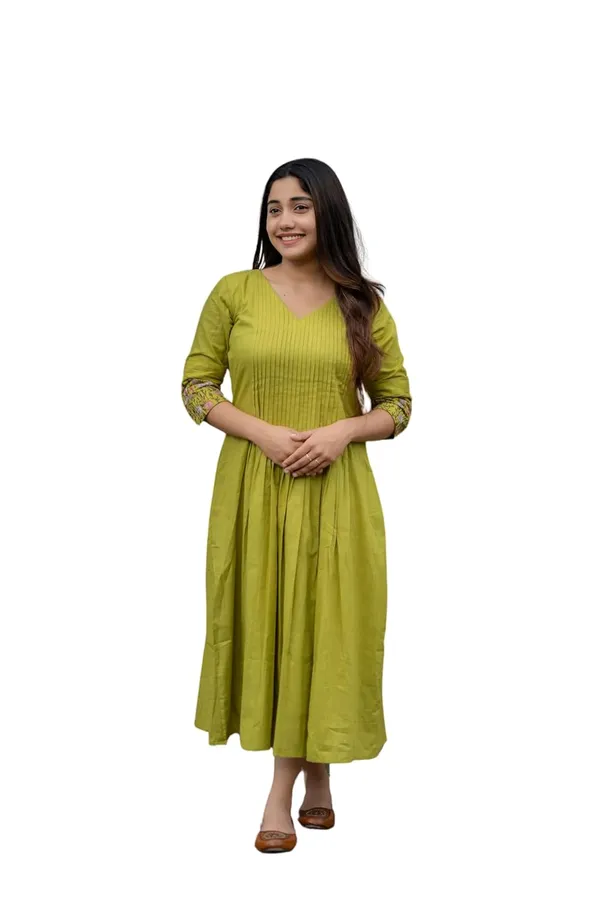 Parrot_Green_Cotton_Floral_Printed_Linen_Shade_Anarkali_Gown_For_Women