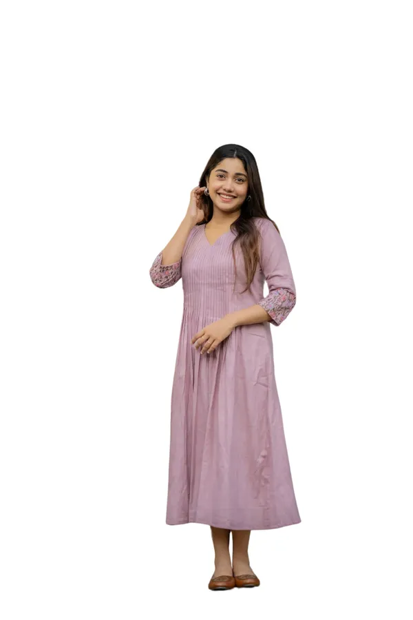 Peach_Cotton_Floral_Printed_Linen_Shade_Anarkali_Gown_For_Women