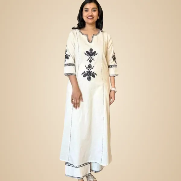 White_Cotton_Embroidered_Straight_Kurta_With_Palazzo_For_Women