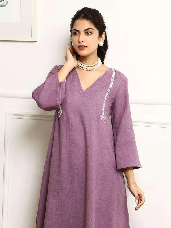 Purple_Cotton_Embroidered_Straight_Kurta_&_Pant_With_Dupatta_Set_For_Women
