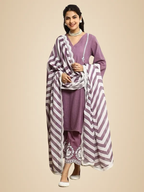Purple_Cotton_Embroidered_Straight_Kurta_&_Pant_With_Dupatta_Set_For_Women