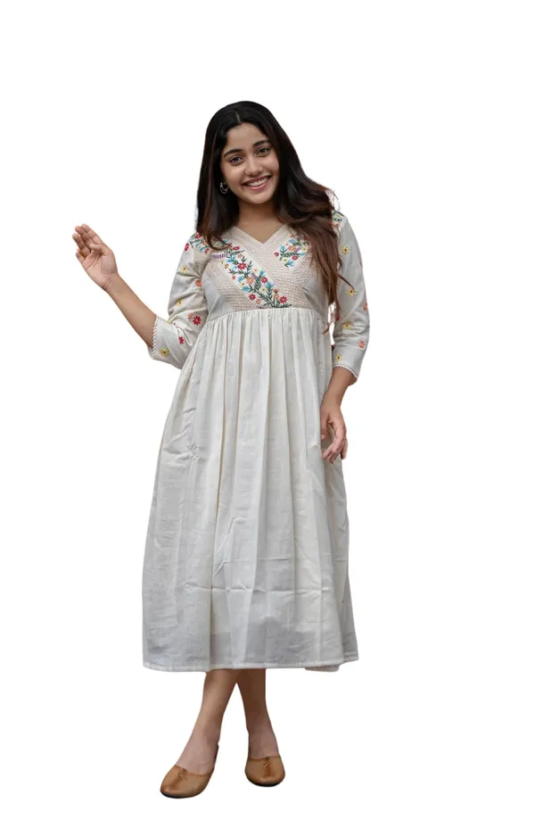 Off_White_Cotton_Embroidered_Short_Anarkali_Gown_For_Women