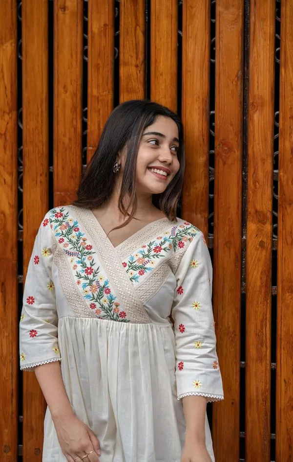 Off_White_Cotton_Embroidered_Short_Anarkali_Gown_For_Women