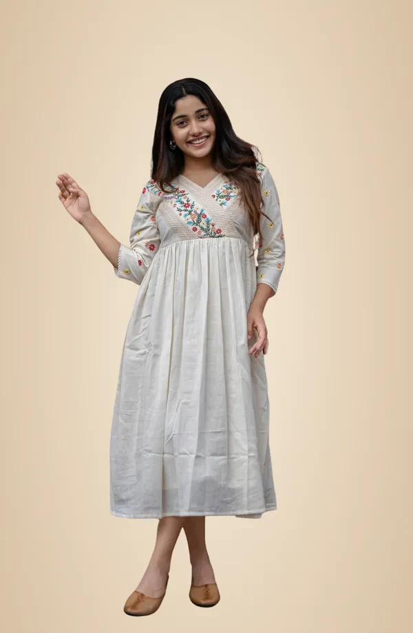 Off_White_Cotton_Embroidered_Short_Anarkali_Gown_For_Women