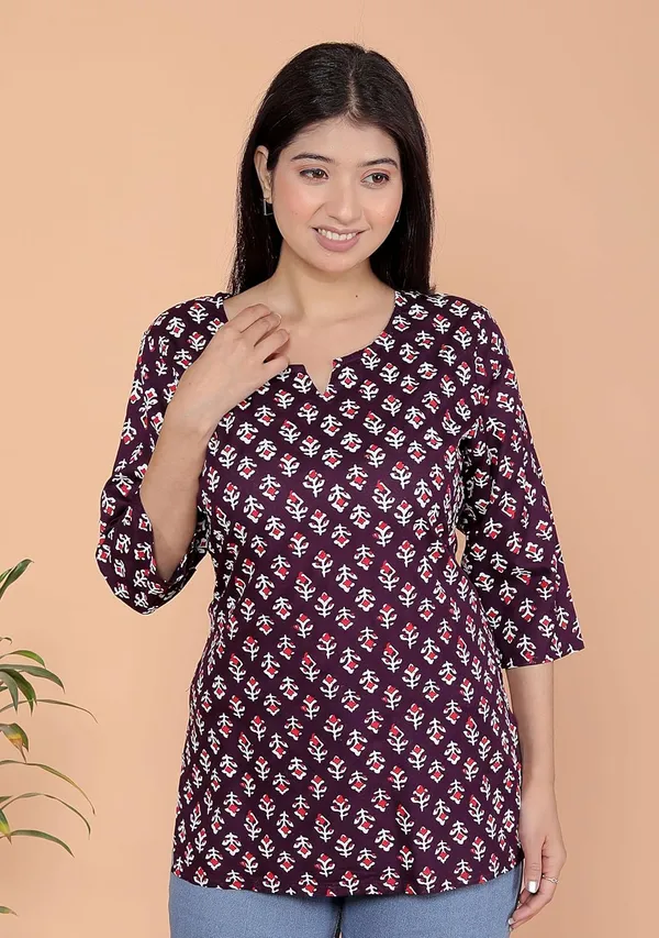 Wine_Rayon_Printed_Short_Kurti_Stylish_Kurta_Trendy_Short_Kurta_For_Daily_&_Office_Wear_For_Women