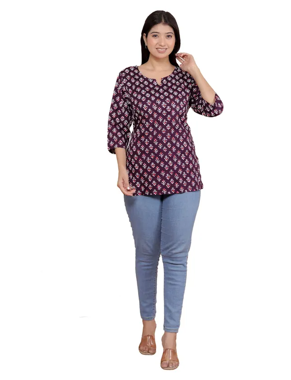Wine_Rayon_Printed_Short_Kurti_Stylish_Kurta_Trendy_Short_Kurta_For_Daily_&_Office_Wear_For_Women