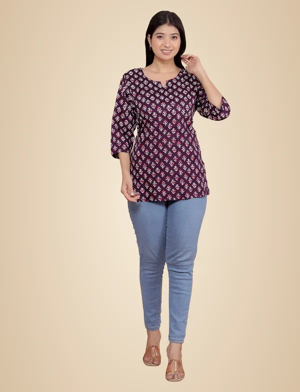Wine_Rayon_Printed_Short_Kurti_Stylish_Kurta_Trendy_Short_Kurta_For_Daily_&_Office_Wear_For_Women