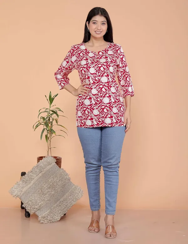 Red_Rayon_Printed_Short_Kurti_Stylish_Kurta_Trendy_Short_Kurta_For_Daily_&_Office_Wear_For_Women